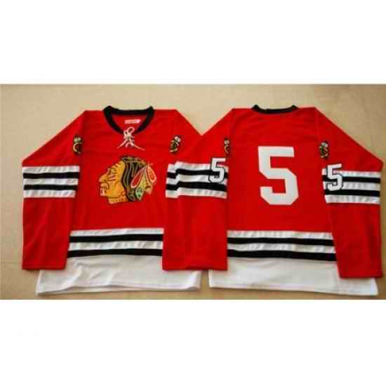 Chicago Blackhawks #5 David Rundblad Red Mitchell And Ness 1960-61 Stitched NHL Jersey